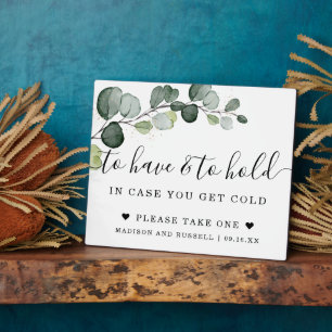 Eukalyptus-Gold-Hochzeitsschild 'To Have and To Ho Fotoplatte