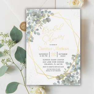 Eukalyptus-Gold-Kalligrafie-Brautparty Folieneinladung