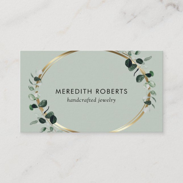 Eukalyptus Gold Metallic Sage Jewelier Designer Visitenkarte (Vorderseite)