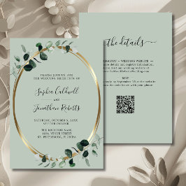 Eukalyptus Gold Metallic Sage Wedding Empfang Einladung