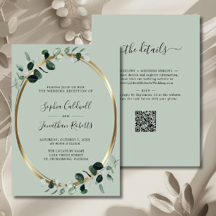 Eukalyptus Gold Metallic Salbei Hochzeitsempfang Einladung
