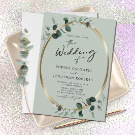 Eukalyptus Gold Moderne Kalligrafie-Hochzeit Einladung