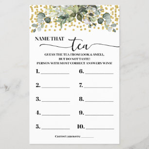Eukalyptus Gold Name, Tee-Dusche-Spielkarte Flyer