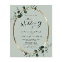 Eukalyptus Gold QR Code Sage Wedding Flyer