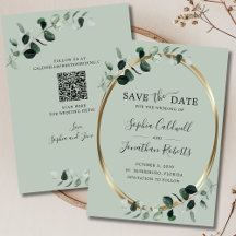 Eukalyptus Gold Sage QR Code Hochzeit