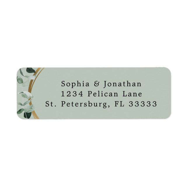 Eukalyptus Gold Sage Wedding Return Address Label (Vorne)