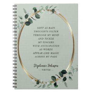 Eukalyptus Gold Sage Writer Motivierend Gedicht Notizblock