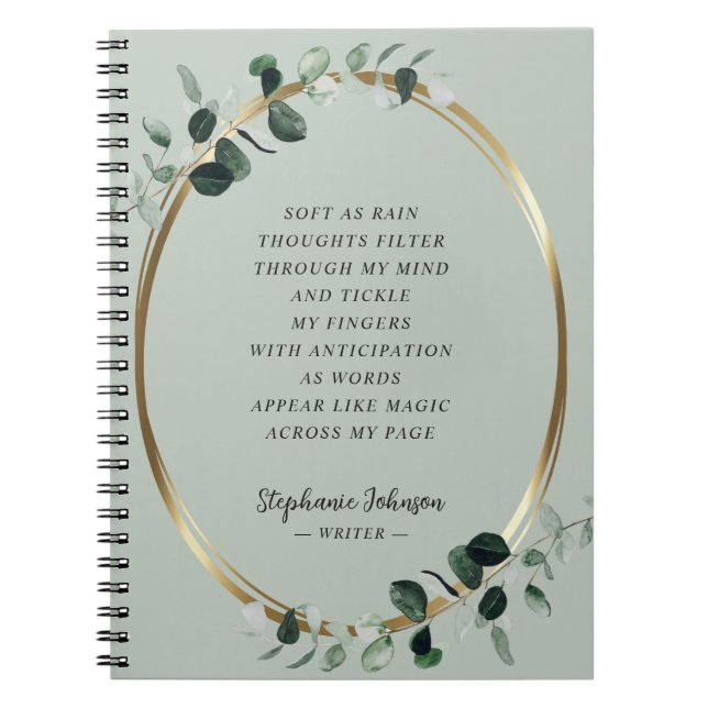 Eukalyptus Gold Sage Writer Motivierend Gedicht Notizblock (Vorderseite)