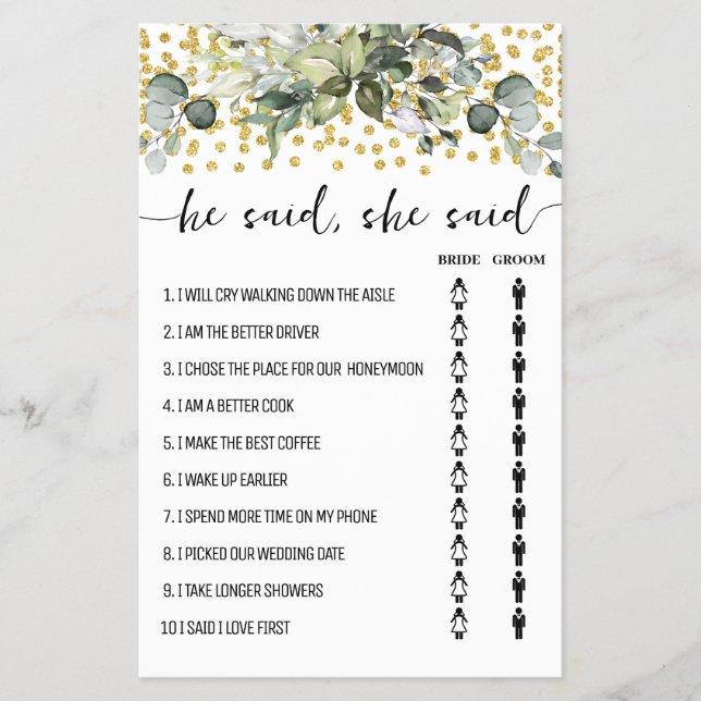 Eukalyptus Gold sagte er sagte, sie sagte Dusche S Flyer (Vorne)