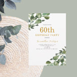 Eukalyptus-Gold-Script zum 60. Geburtstag Einladung<br><div class="desc">60. Geburtstag Eukalyptus Gold Skripte Einladung. Einfach den Text ändern.</div>