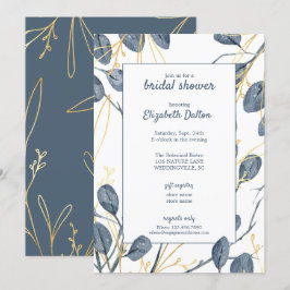 Eukalyptus & Gold Watercolor Garden Brautparty Einladung