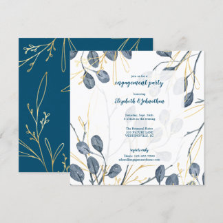 Eukalyptus Gold Watercolor Garden Engagement Party Einladung