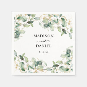 Eukalyptus Gold Watercolor Wedding Serviette