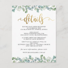 Eukalyptus Gold Wedding Gästedaten Begleitkarte