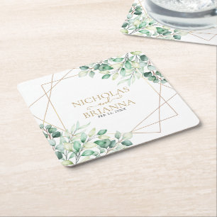 Eukalyptus Gold Wedding Rechteckiger Pappuntersetzer