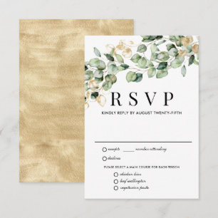 Eukalyptus Gold Wedding RSVP Card, Optionen zum Es