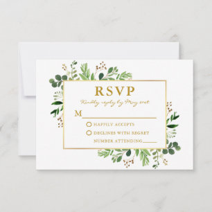 Eukalyptus Gold Wedding RSVP Karte
