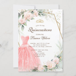 Eukalyptus golden floral Quinceañera Einladung