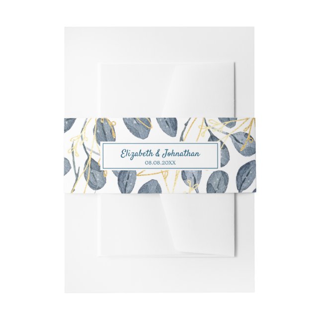 Eukalyptus Golden Garden Floral Wedding Einladungsbanderole (Vorderseite Beispiel)