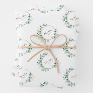 Eukalyptus goldenes Logo, Umhüllung von Papierblät Geschenkpapier Set