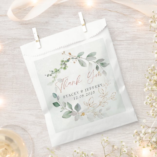 Eukalyptus-Goldkalligrafie-Hochzeit Geschenktütchen (Ausgeschnitten)