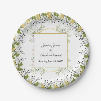 Eukalyptus-Goldrahmen-Hochzeit Pappteller