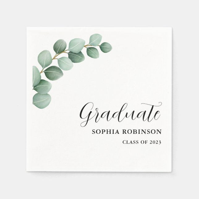 Eukalyptus Graduation Party Serviette (Vorderseite)
