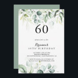Eukalyptus Green 60. Geburtstagsparty Einladung<br><div class="desc">Diese Aquareller Eukalyptusgrün zum 60. Geburtstag lädt zu einer rustikalen Geburtstagsfeier ein. Dieses künstlerische Design ist mit handgezeichnet,  Aquarell eucalyptus grünen Blätter,  inspirierend natürliche Schönheit.</div>