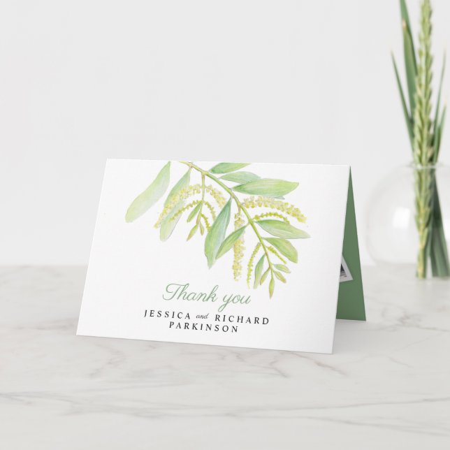 Eukalyptus green art wedding danke karte (Vorderseite)