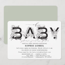 Eukalyptus Green Floral VIRTUTAL Baby Dusche Einladung