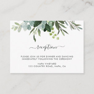 Eukalyptus Green Foliage Hochzeitempfang Begleitkarte