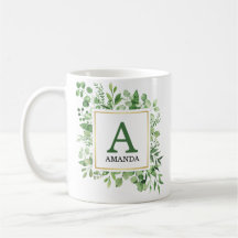 Eukalyptus Green Foliage Mit Monogramm Tasse