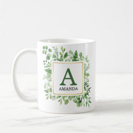 Eukalyptus Green Foliage Mit Monogramm Tasse