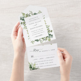 Eukalyptus Green Foliage Wedding All In One Einladung