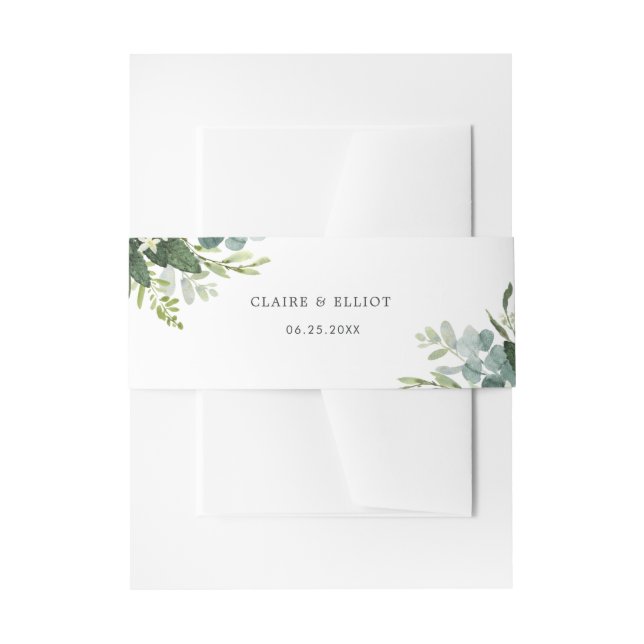 Eukalyptus Green Foliage Wedding Einladung Einladungsbanderole (Vorderseite Beispiel)