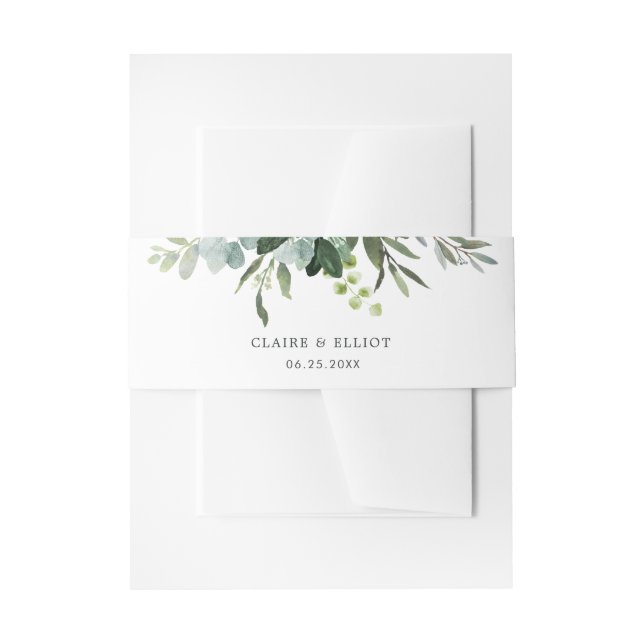 Eukalyptus Green Foliage Wedding Einladungsbanderole (Vorderseite Beispiel)