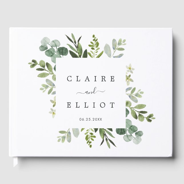 Eukalyptus Green Foliage Wedding Guest Book Gästebuch (Vorderseite)