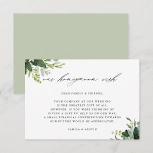 Eukalyptus Green Foliage Wedding Honeymoon Wish Begleitkarte