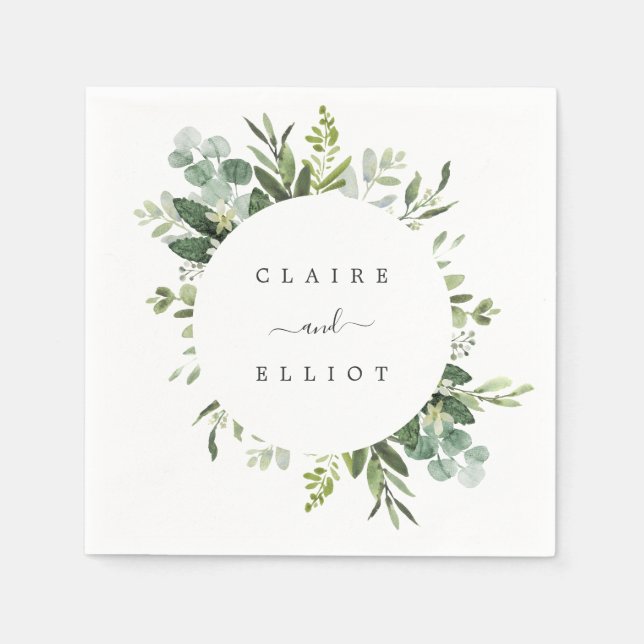 Eukalyptus Green Foliage Wedding Paper Serviette (Vorderseite)
