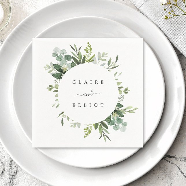 Eukalyptus Green Foliage Wedding Paper Serviette (Von Creator hochgeladen)