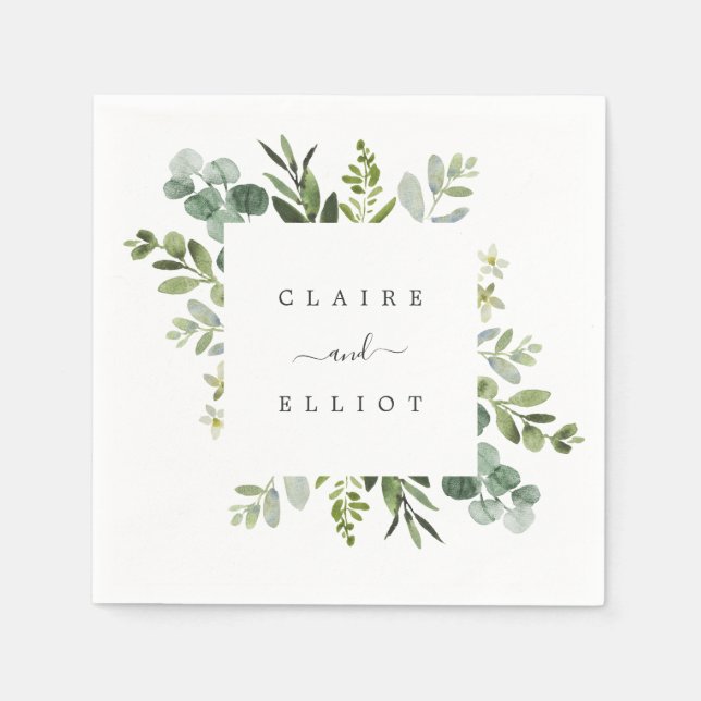 Eukalyptus Green Foliage Wedding Paper Serviette (Vorderseite)