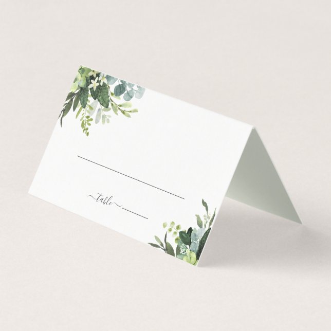 Eukalyptus Green Foliage Wedding Platzkarte (Vorderseite)