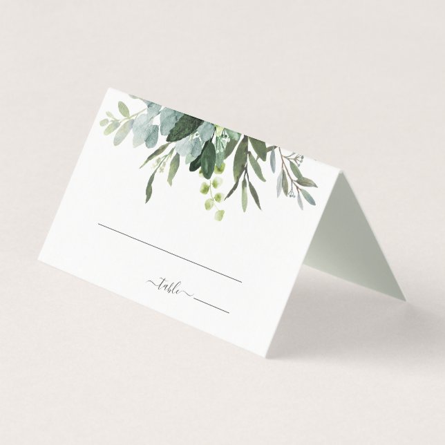 Eukalyptus Green Foliage Wedding Platzkarte (Vorderseite)