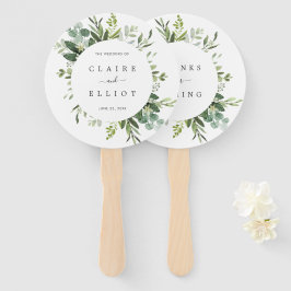 Eukalyptus Green Foliage Wedding Program Handfan Fächer