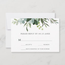 Eukalyptus Green Foliage Wedding RSVP Card