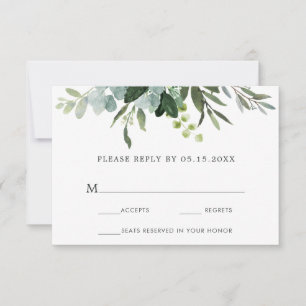 Eukalyptus Green Foliage Wedding RSVP Card Karte