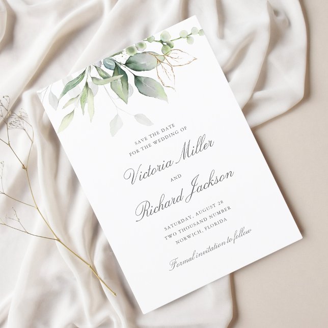 Eukalyptus Green Foliage Wedding Save The Date (Von Creator hochgeladen)
