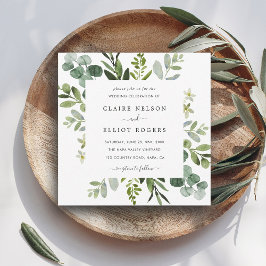 Eukalyptus Green Foliage Wedding Square Einladung