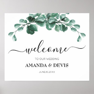Eukalyptus Green Foliage Wedding Welcome Poster