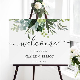 Eukalyptus Green Foliage Wedding Welcome Sign Poster